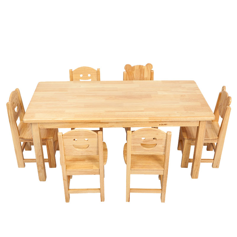 幼儿园桌椅儿童实木六人桌