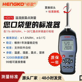 HG970手持溫濕度標準器 探頭可拆換式手持露點儀 智能溫濕度記錄儀