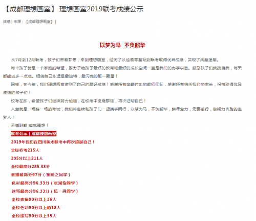 成都藝考畫室2020年最新情況全面解析
